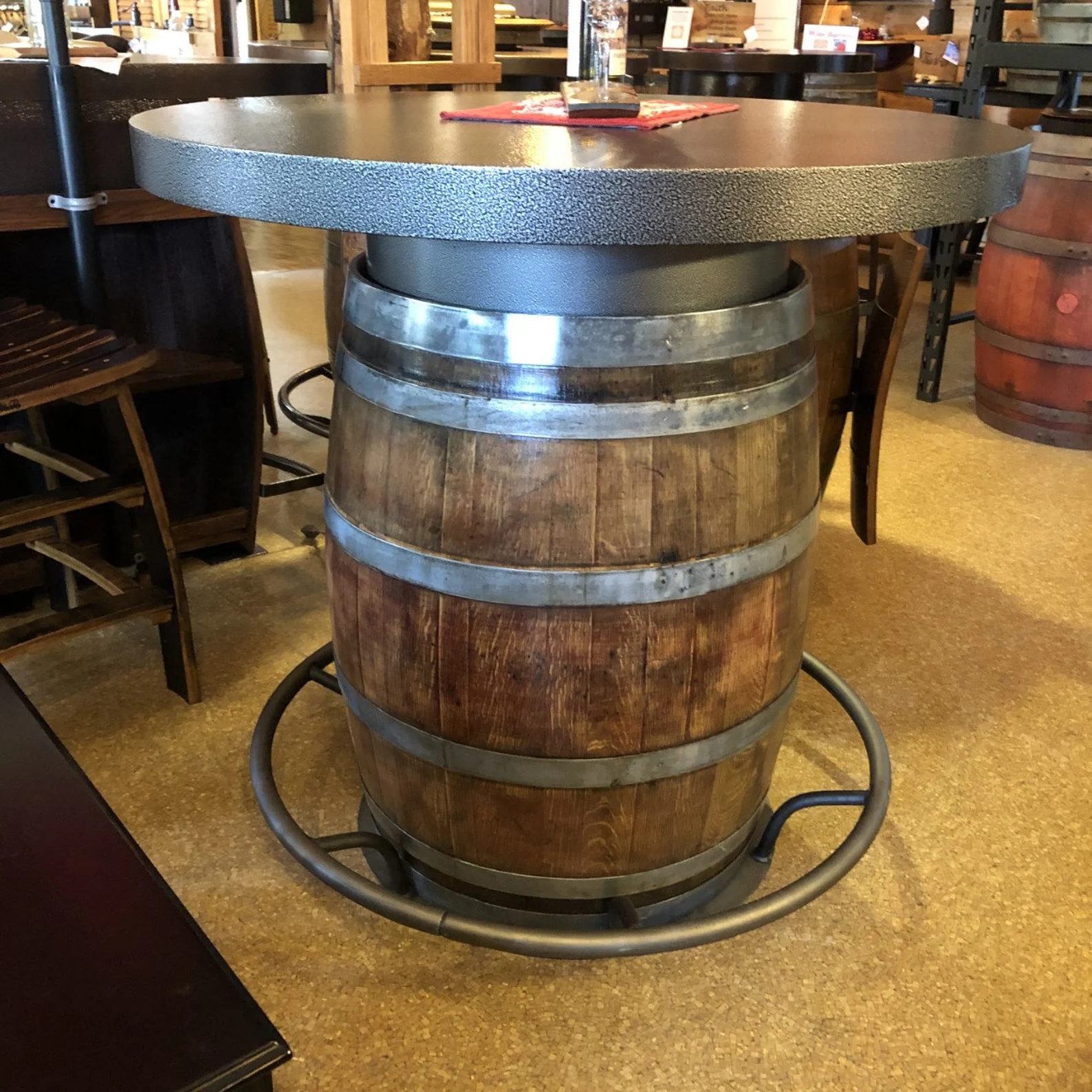 Wine Barrel Table Foot Rest | Oak Barrel Table Foot Rail - Image 3