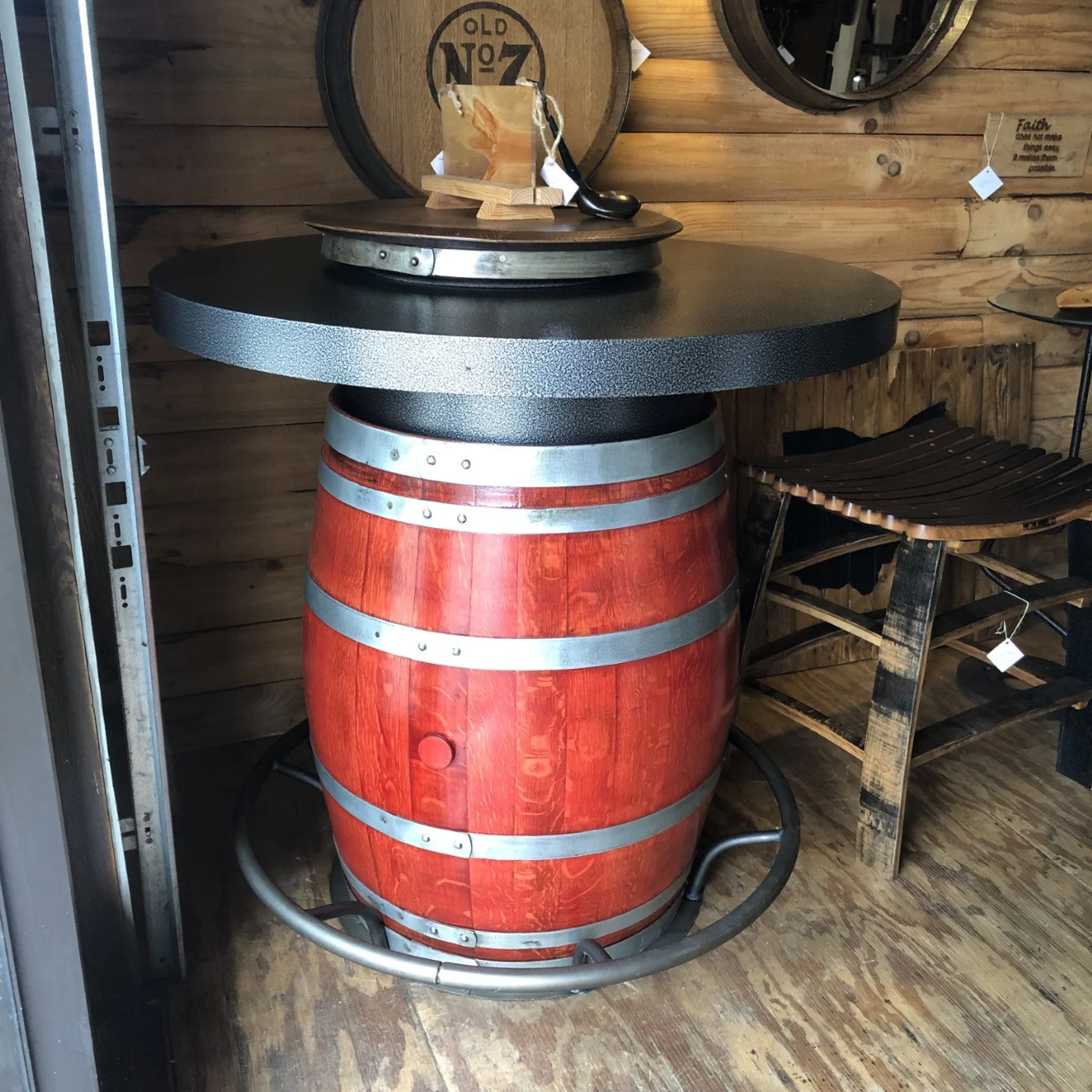 Wine Barrel Table Foot Rest | Oak Barrel Table Foot Rail - Image 9