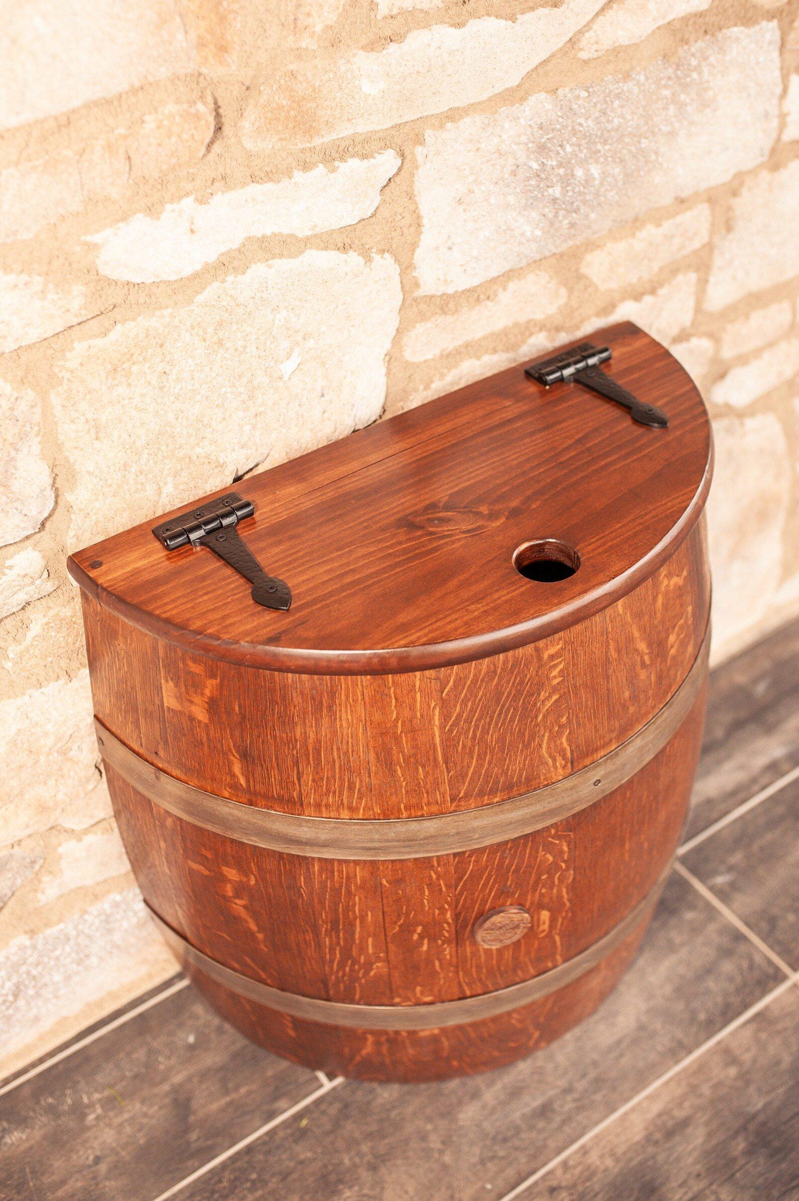 Wooden Reclaimed Barrel Storage Bin 27" - Image 3