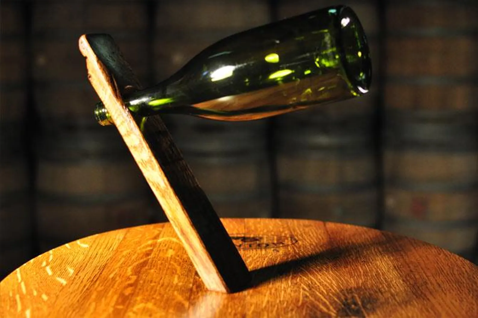 Wooden Stave Balancing Wine Bottle Holder - Image 4