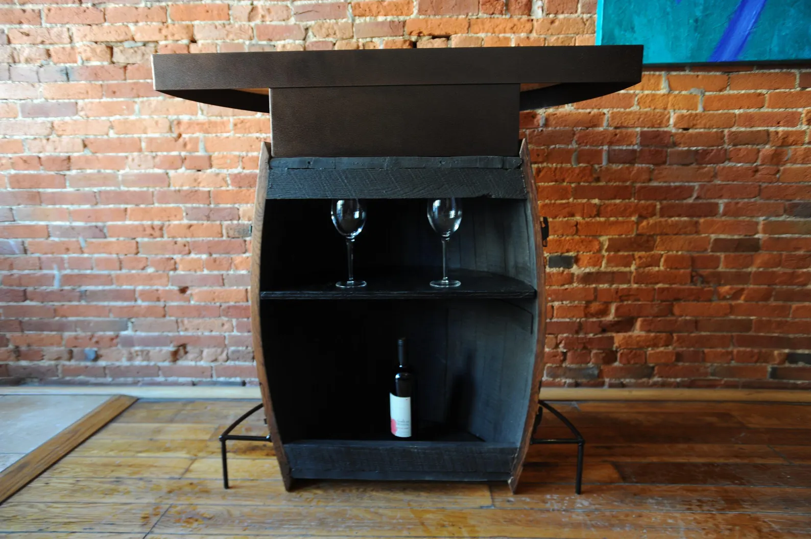Wooden Genuine Wine Whiskey Half Barrel Bistro Table - Image 4