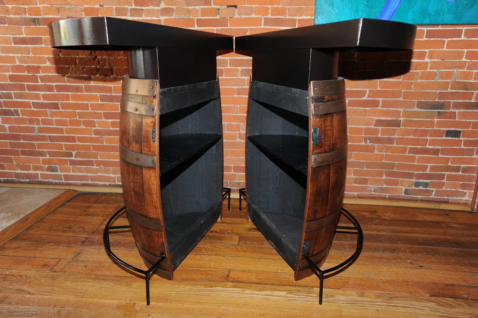 Wooden Genuine Wine Whiskey Half Barrel Bistro Table - Image 3