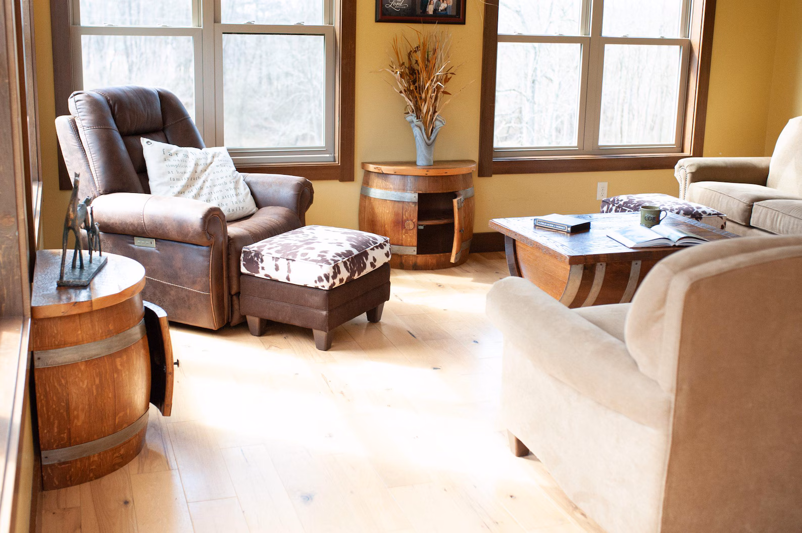 Wooden Genuine Wine Barrel Side Table - Image 3