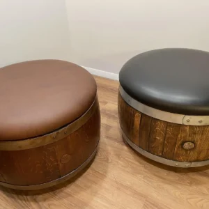 Wooden Wine Barrel Ottoman Chair