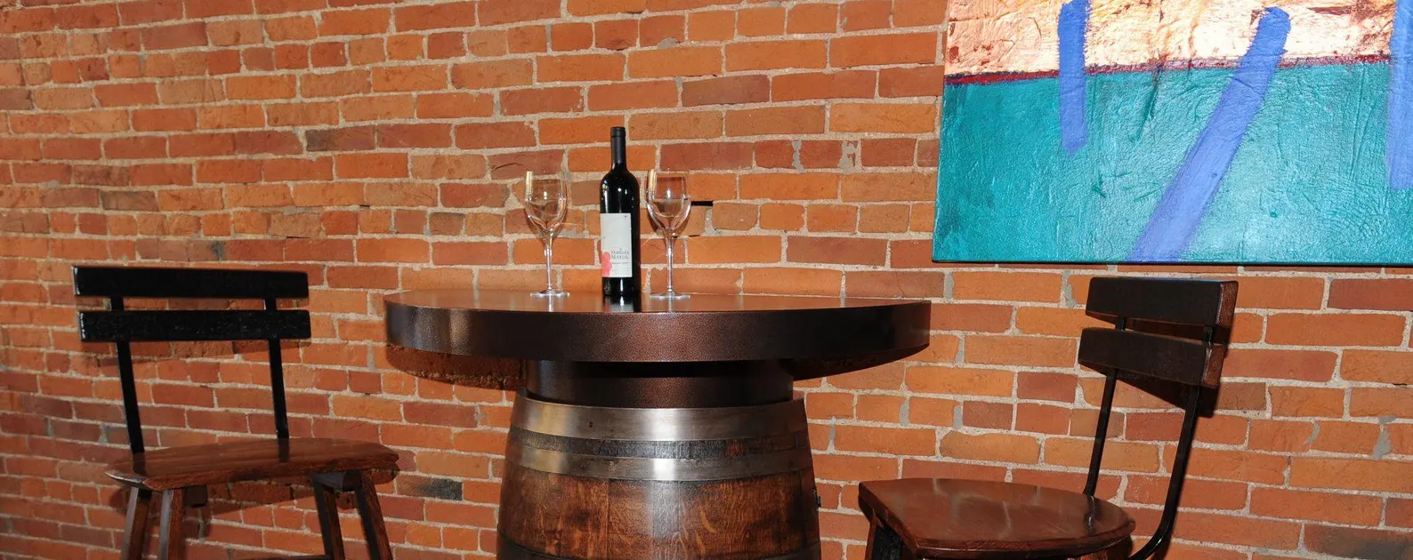 Wooden Genuine Wine Whiskey Half Barrel Bistro Table - Image 2