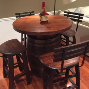 Wooden Wine Barrel Reclaimed Hardwood Top Pub Table